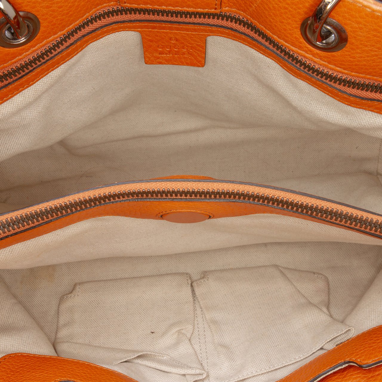 Gucci Medium Calfskin Bamboo Shopper Satchel Oranje