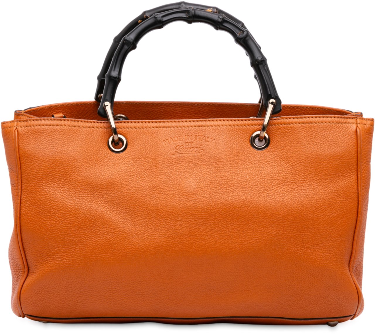 Gucci Medium Calfskin Bamboo Shopper Satchel Oranje