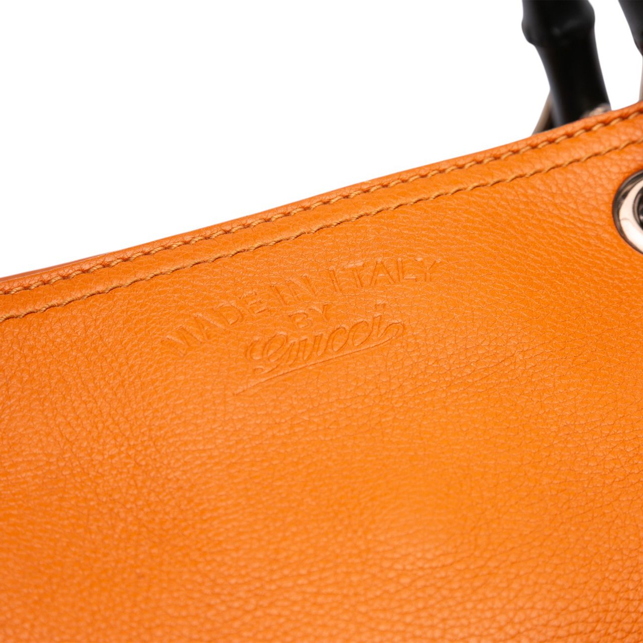 Gucci Medium Calfskin Bamboo Shopper Satchel Oranje