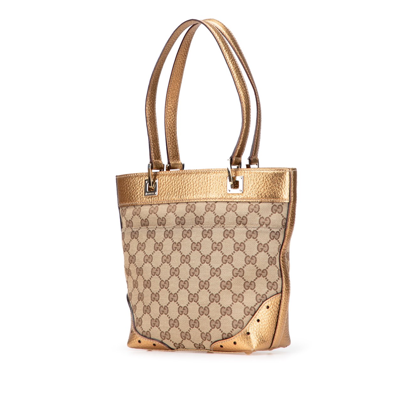 Gucci Small GG Canvas Punch Tote Bruin