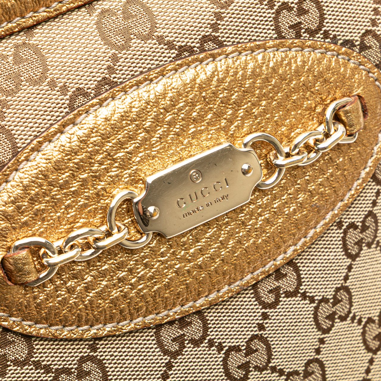 Gucci Small GG Canvas Punch Tote Bruin