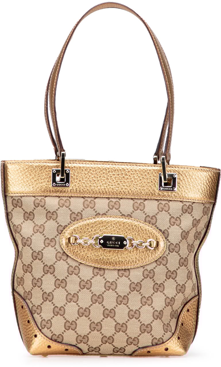 Gucci Small GG Canvas Punch Tote Bruin