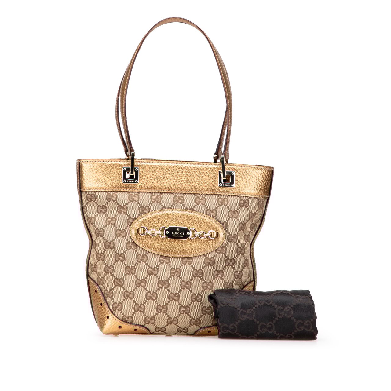 Gucci Small GG Canvas Punch Tote Bruin