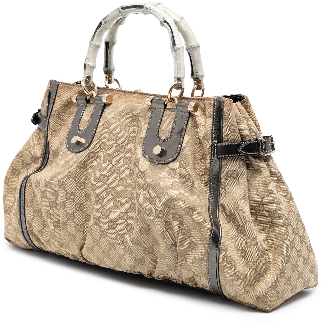 Gucci GG Canvas Bamboo Dialux Pop Tote Bruin