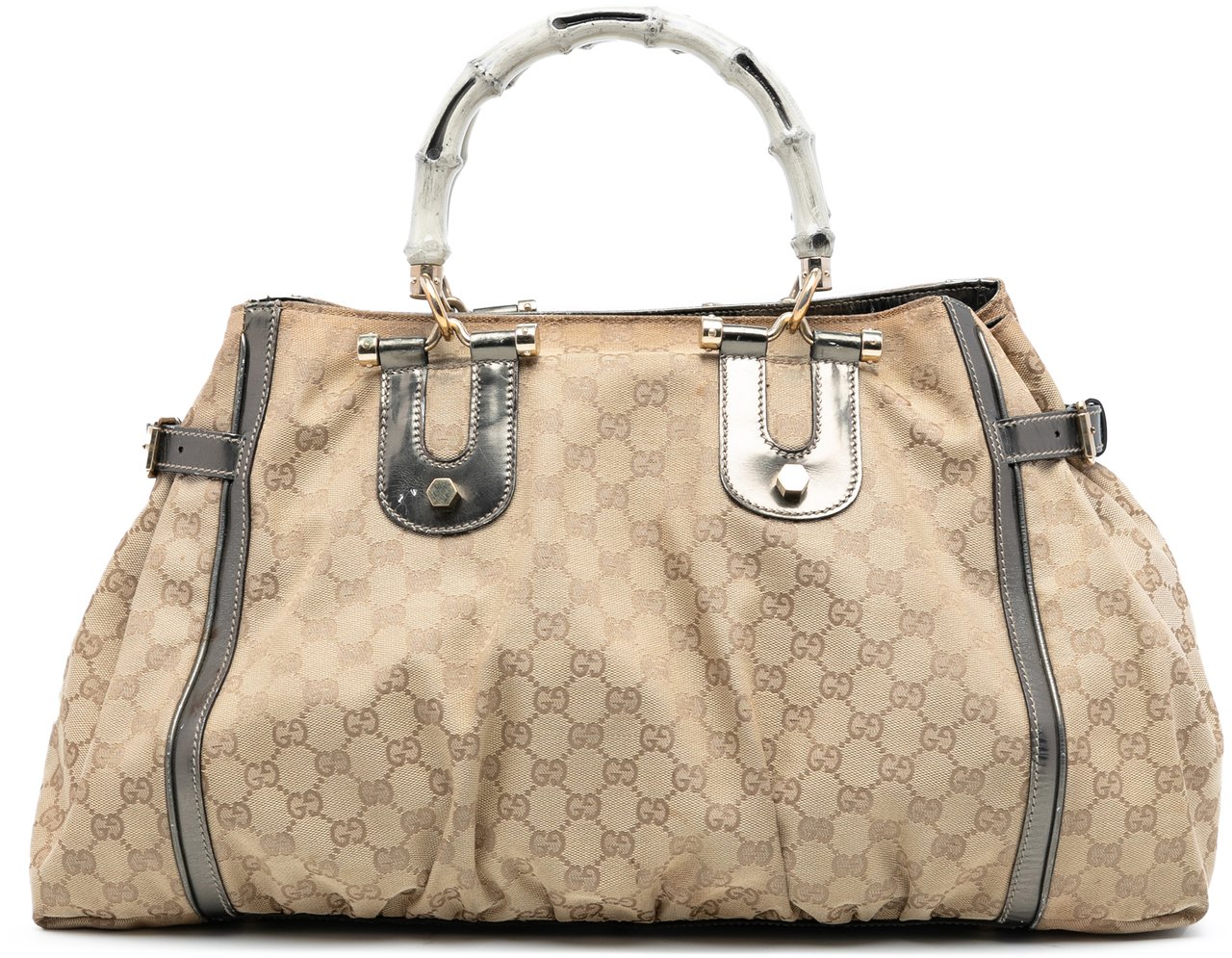 Gucci GG Canvas Bamboo Dialux Pop Tote Bruin