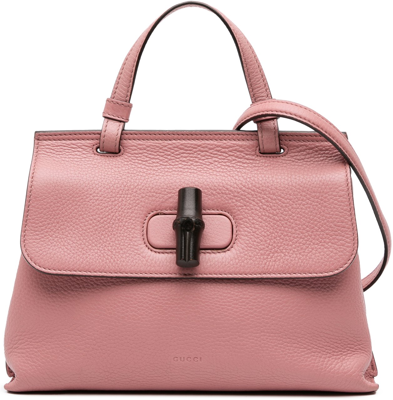 Gucci Medium Leather Bamboo Daily Satchel Roze