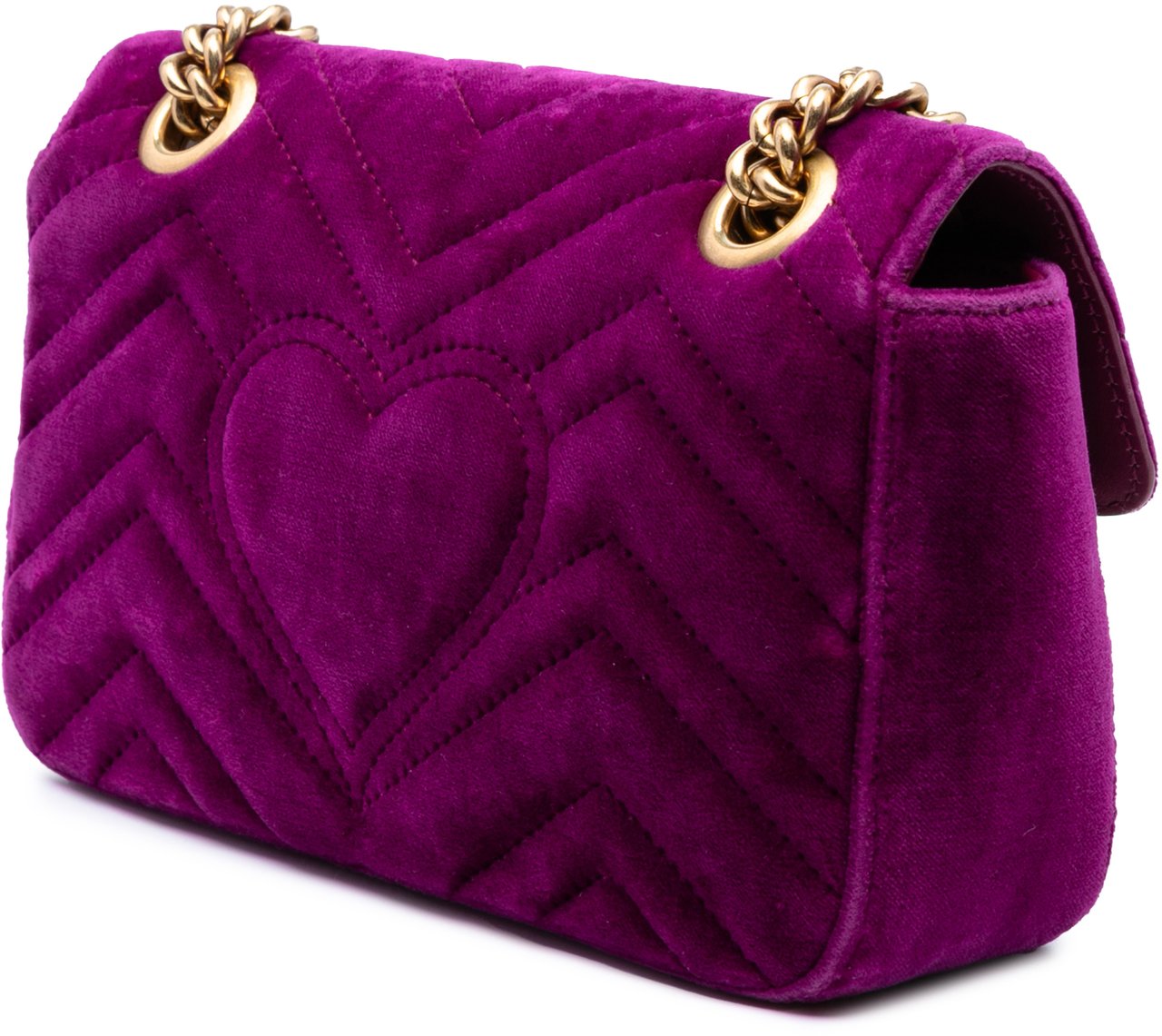 Gucci Small GG Marmont Matelasse Velvet Crystal Embellished Shoulder Bag Paars
