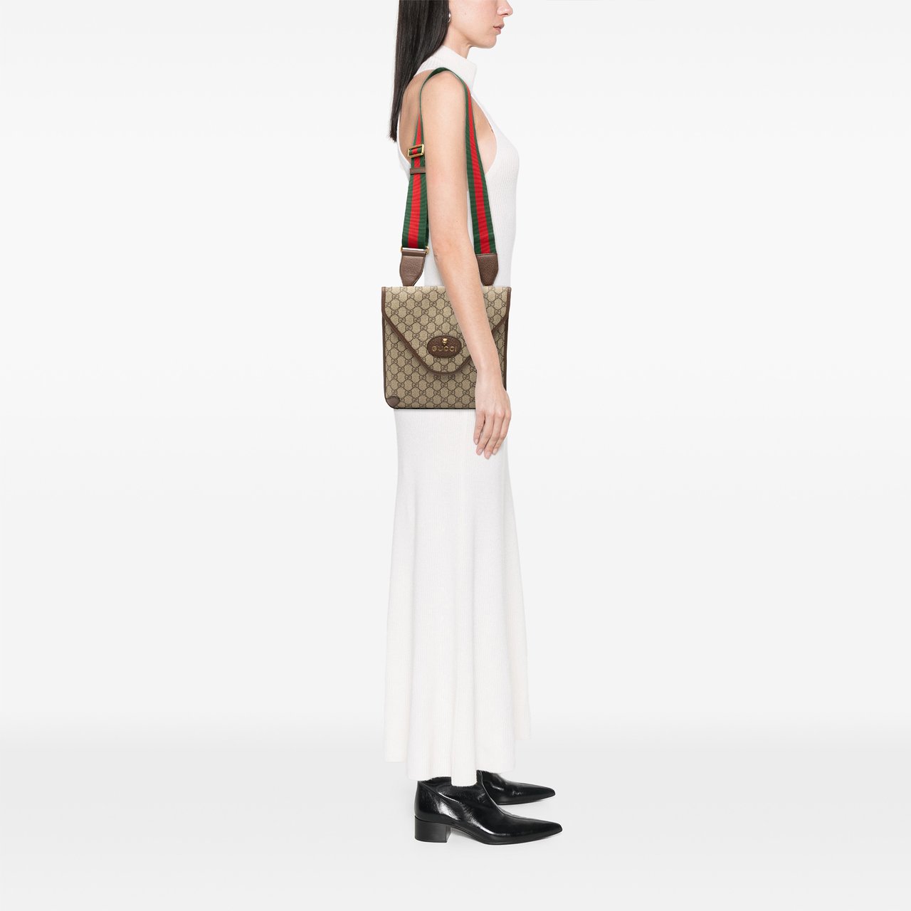 Gucci Medium GG Supreme Neo Vintage Flap Crossbody Bruin