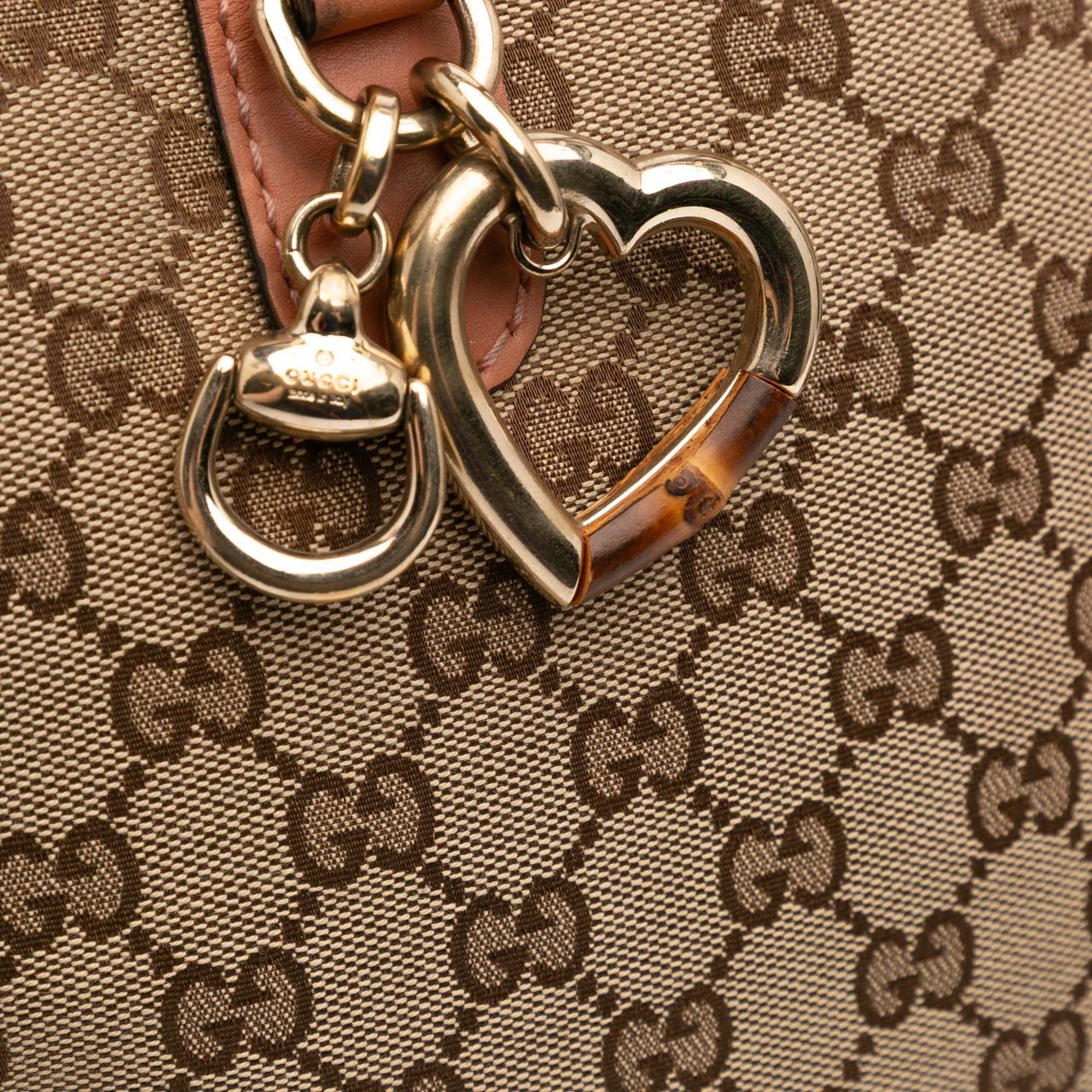 Gucci GG Canvas Heart Bit Satchel Bruin