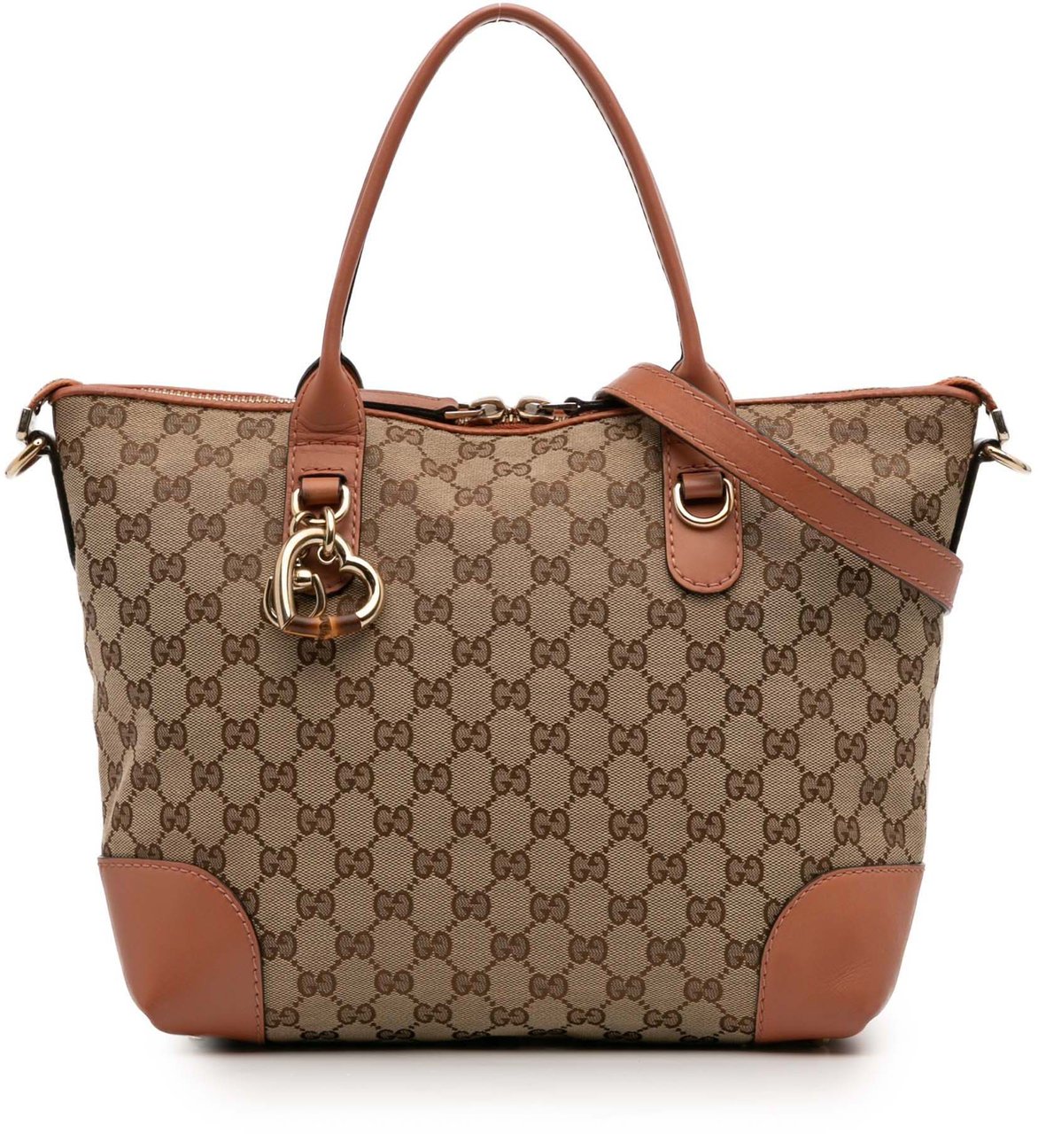 Gucci GG Canvas Heart Bit Satchel Bruin