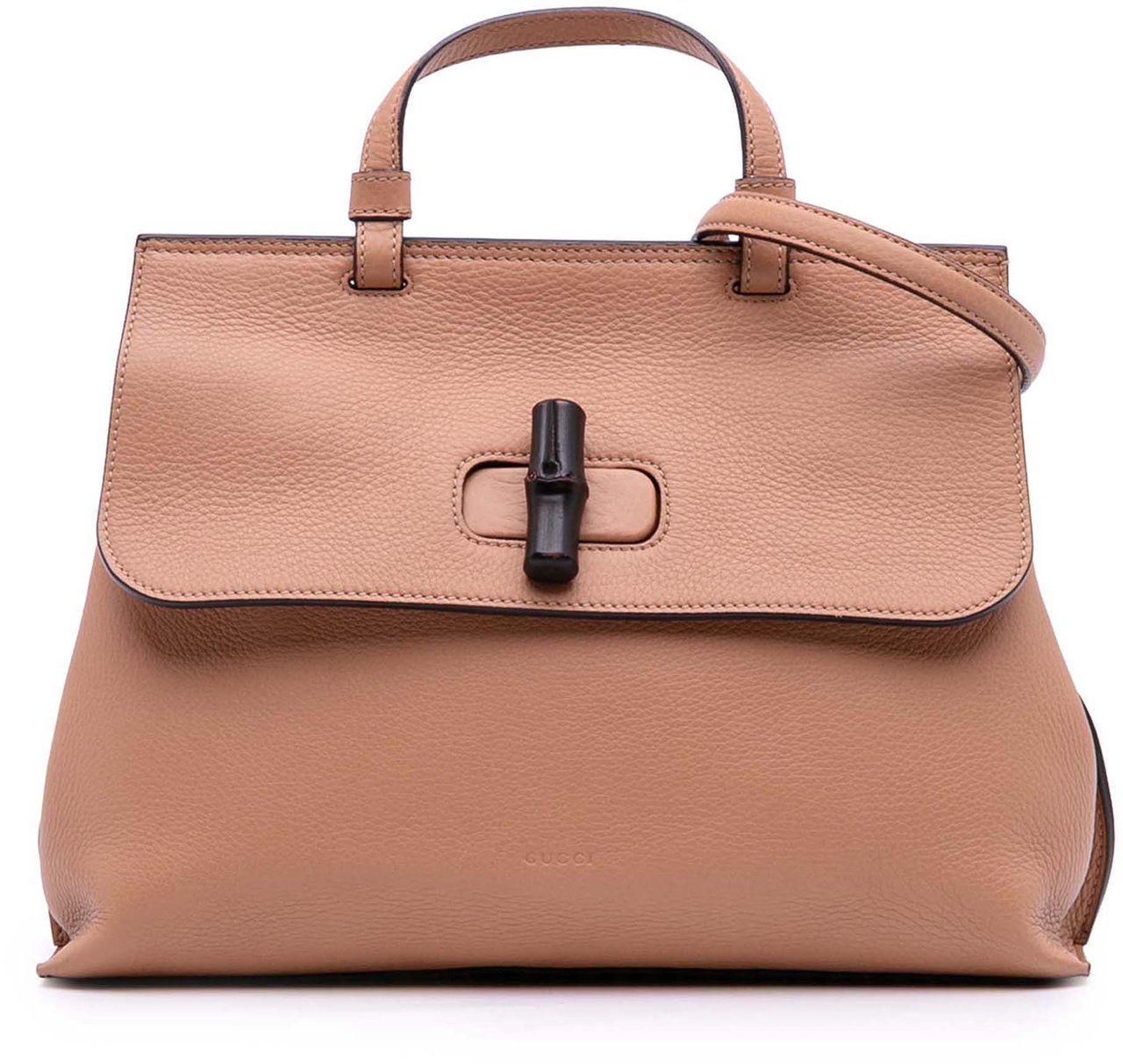Gucci Medium Leather Bamboo Daily Satchel Bruin
