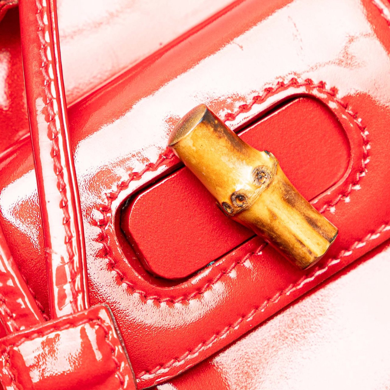 Gucci Mini Patent Bamboo Drawstring Backpack Rood