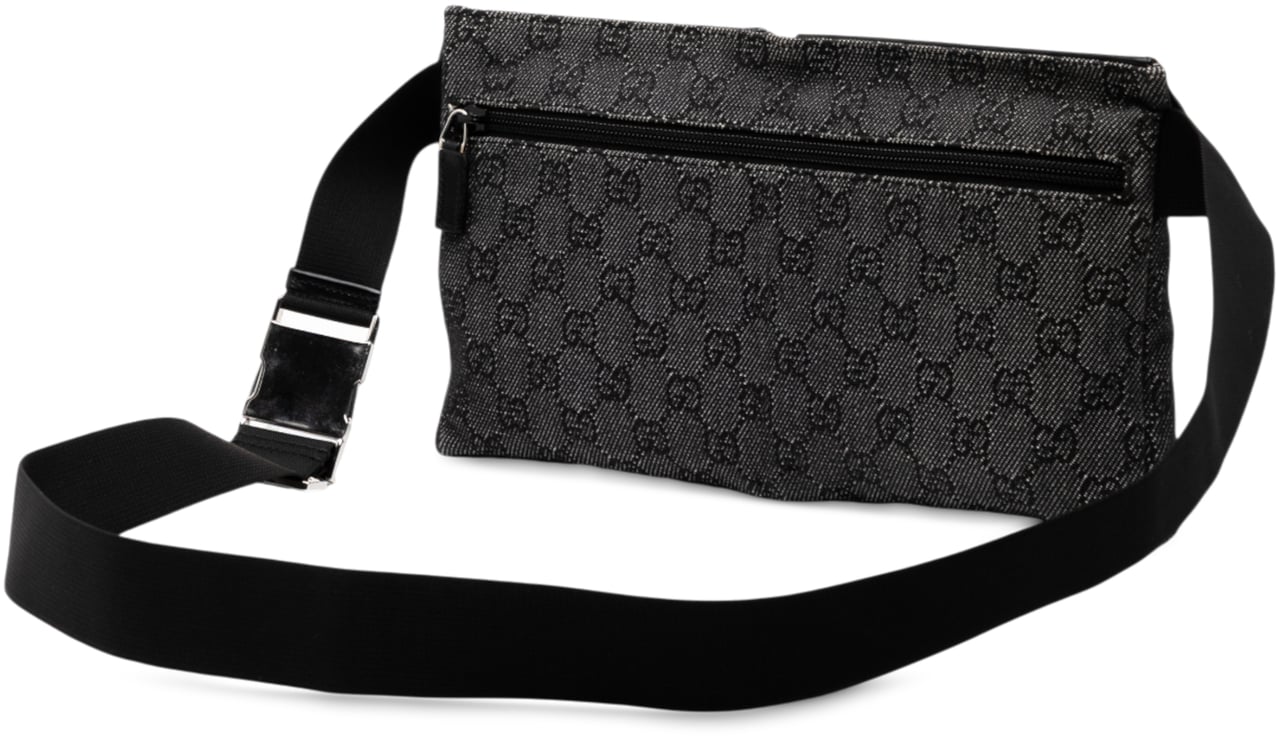 Gucci GG Denim Double Pocket Belt Bag Grijs