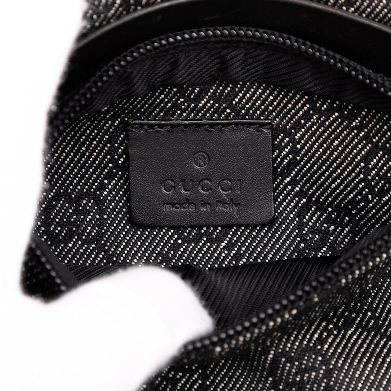 Gucci GG Denim Double Pocket Belt Bag Grijs