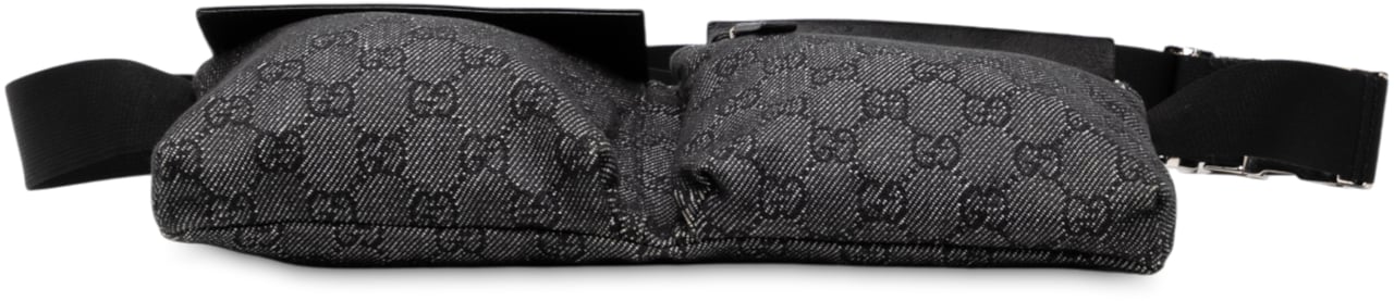 Gucci GG Denim Double Pocket Belt Bag Grijs