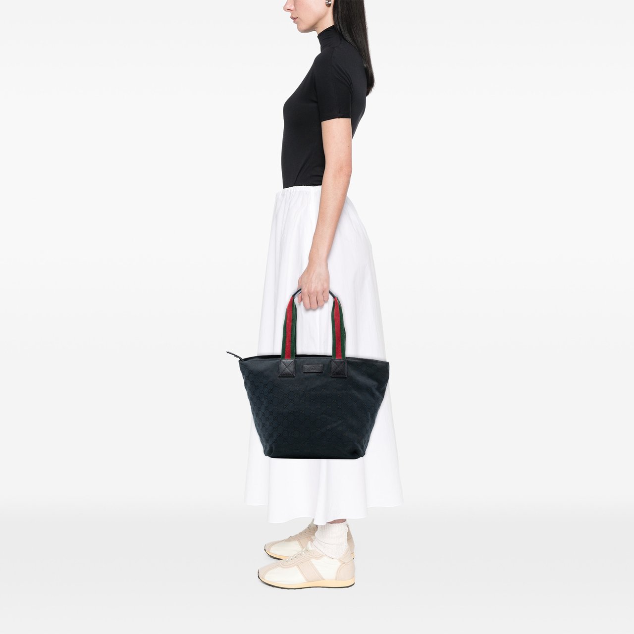 Gucci GG Canvas Web Tote Zwart