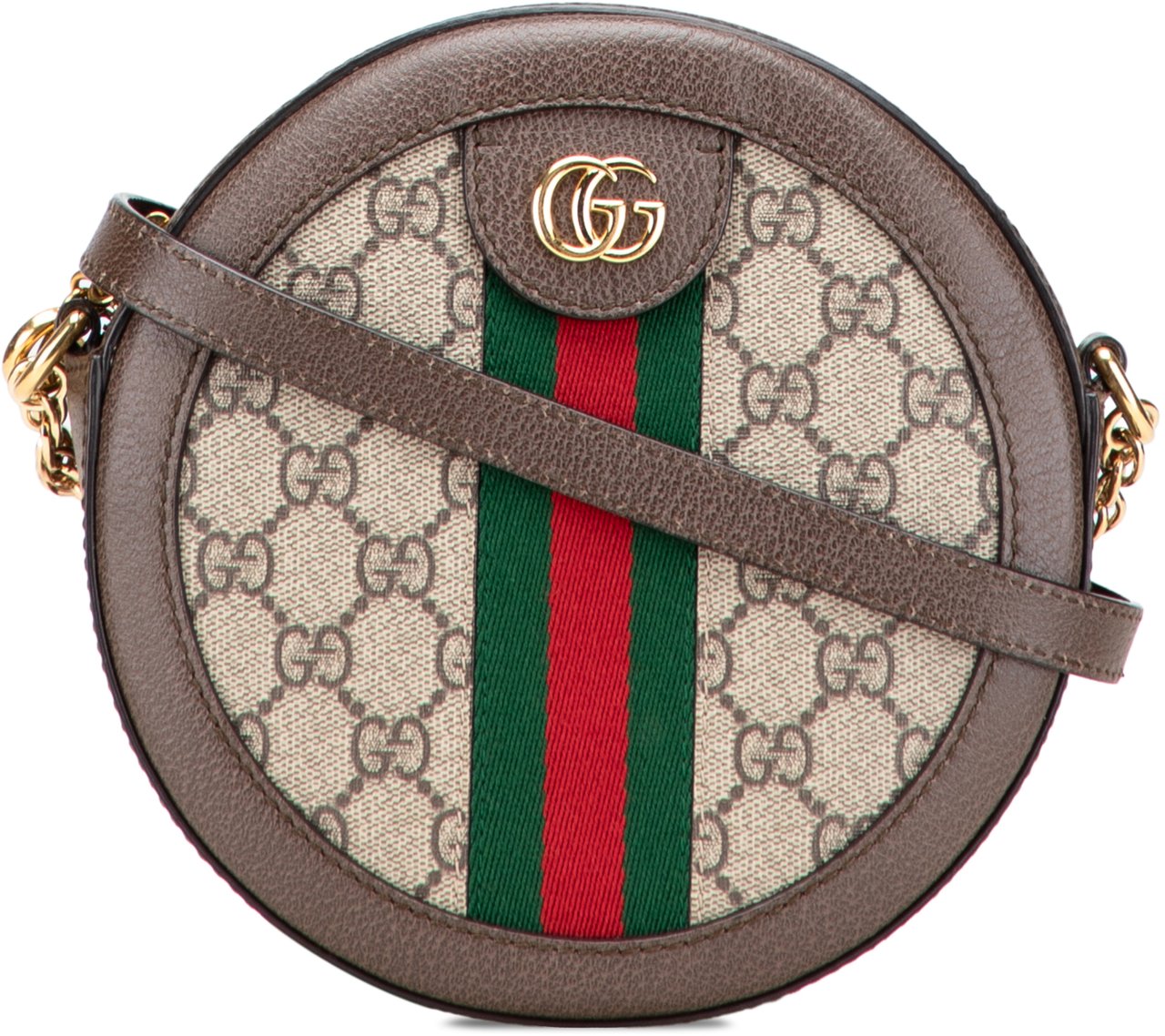 Gucci Mini GG Supreme Round Ophidia Crossbody Bruin