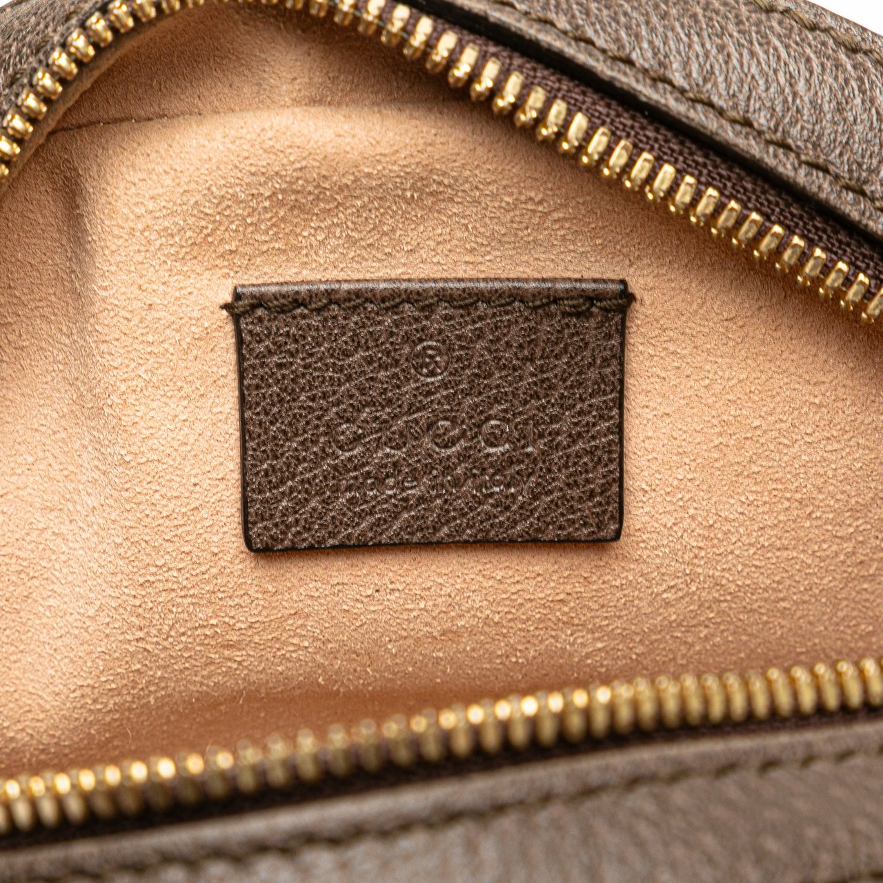 Gucci Mini GG Supreme Round Ophidia Crossbody Bruin