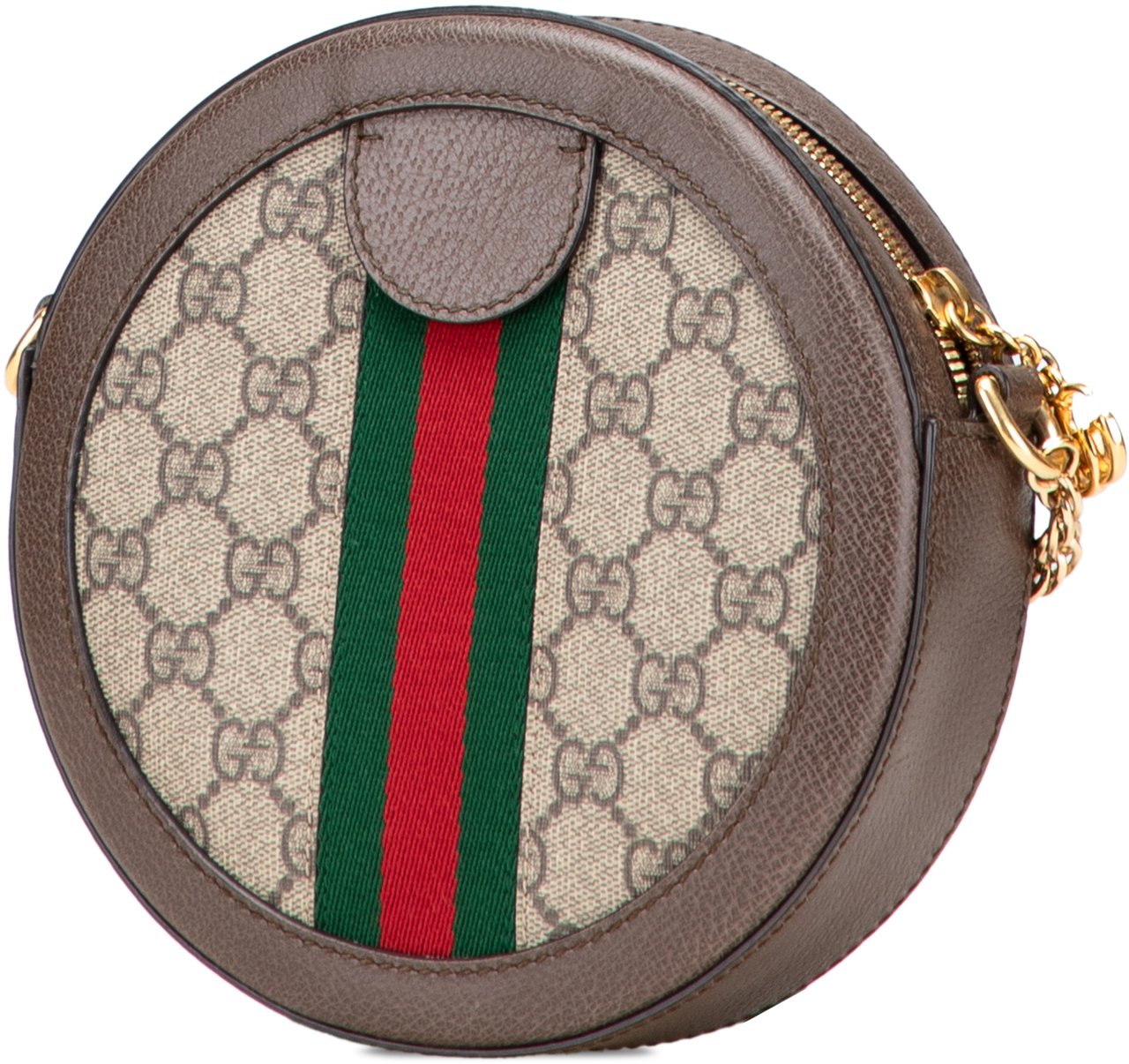 Gucci Mini GG Supreme Round Ophidia Crossbody Bruin