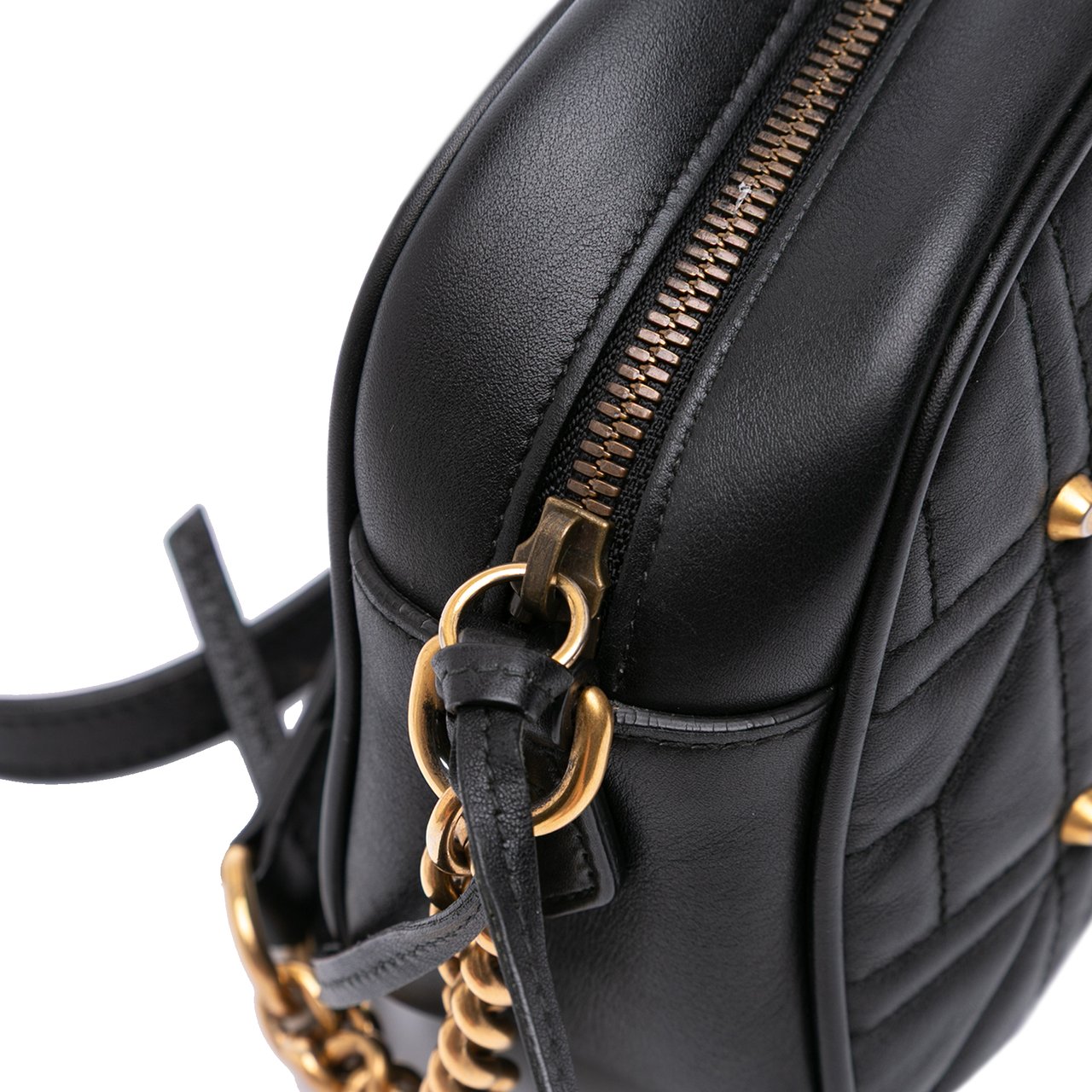 Gucci Small GG Marmont Matelasse Leather Pearl Studded Crossbody Zwart