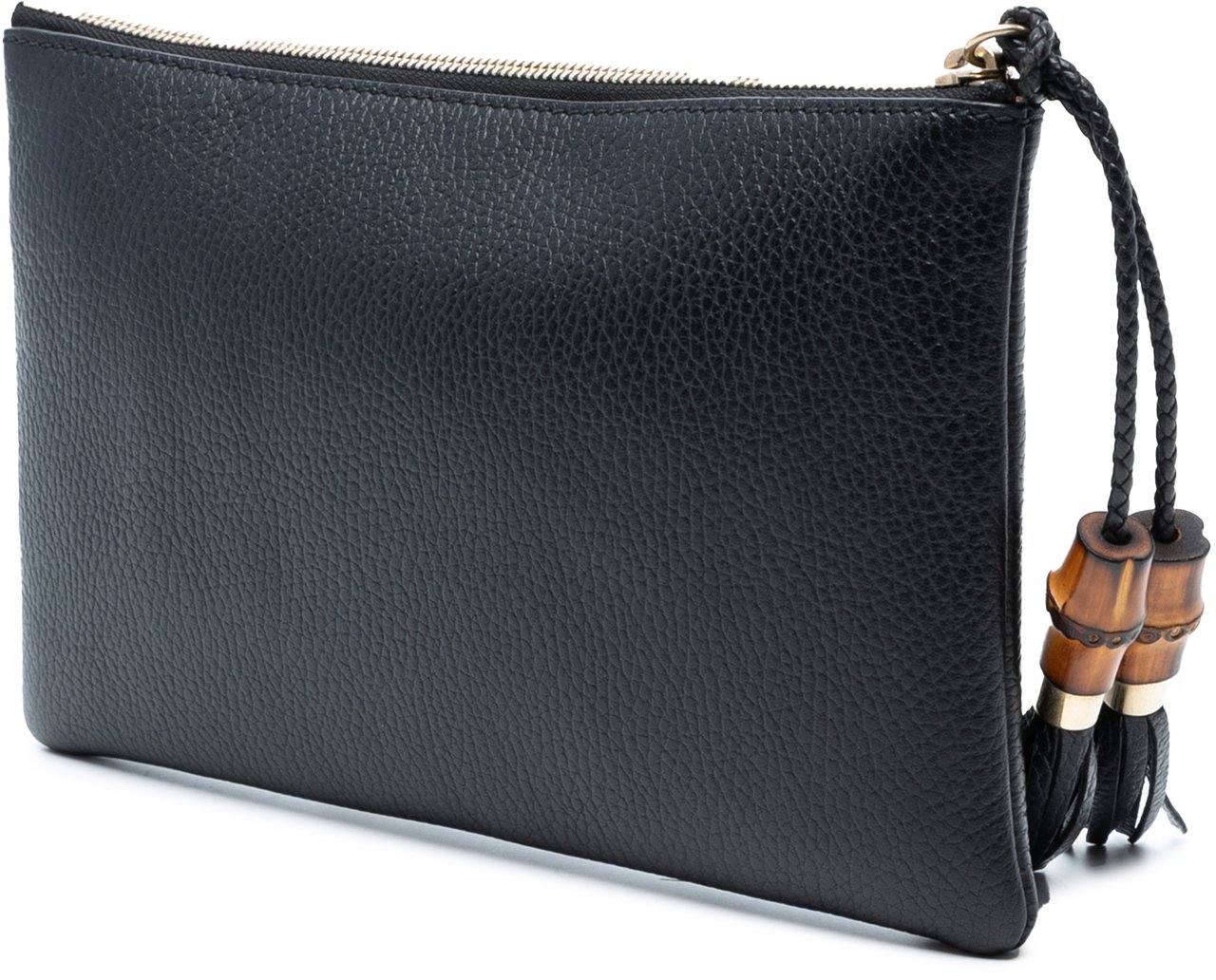 Gucci Calfskin Bamboo Clutch Zwart