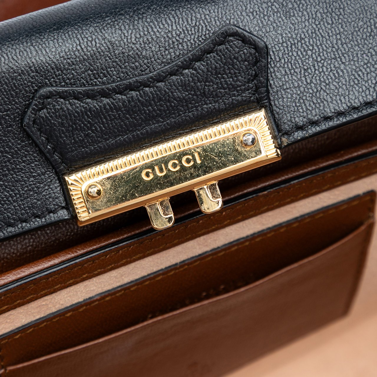 Gucci Mini GG Supreme Padlock Satchel Bruin