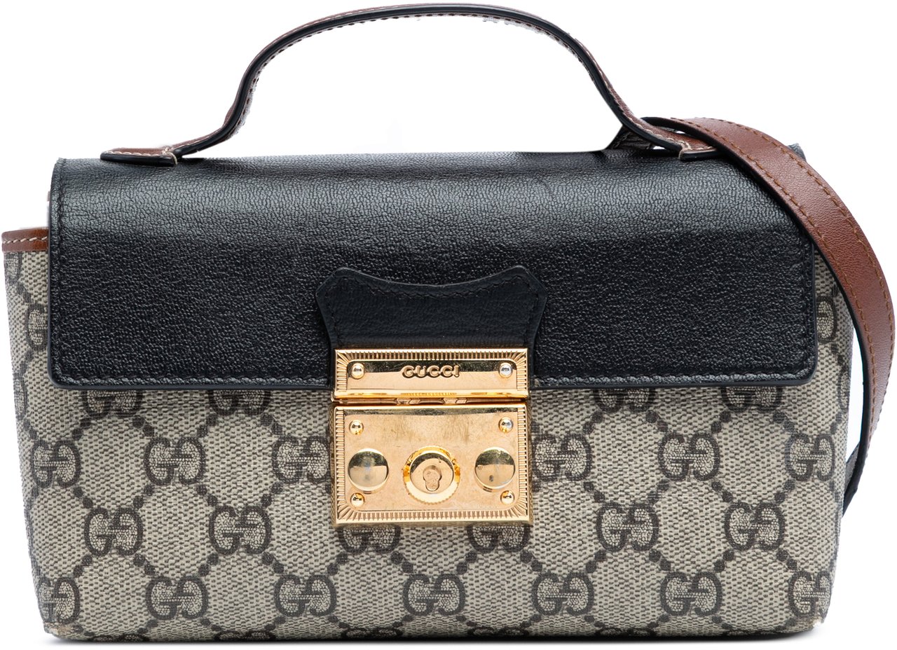 Gucci Mini GG Supreme Padlock Satchel Bruin