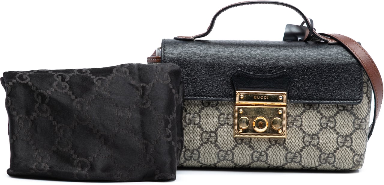 Gucci Mini GG Supreme Padlock Satchel Bruin