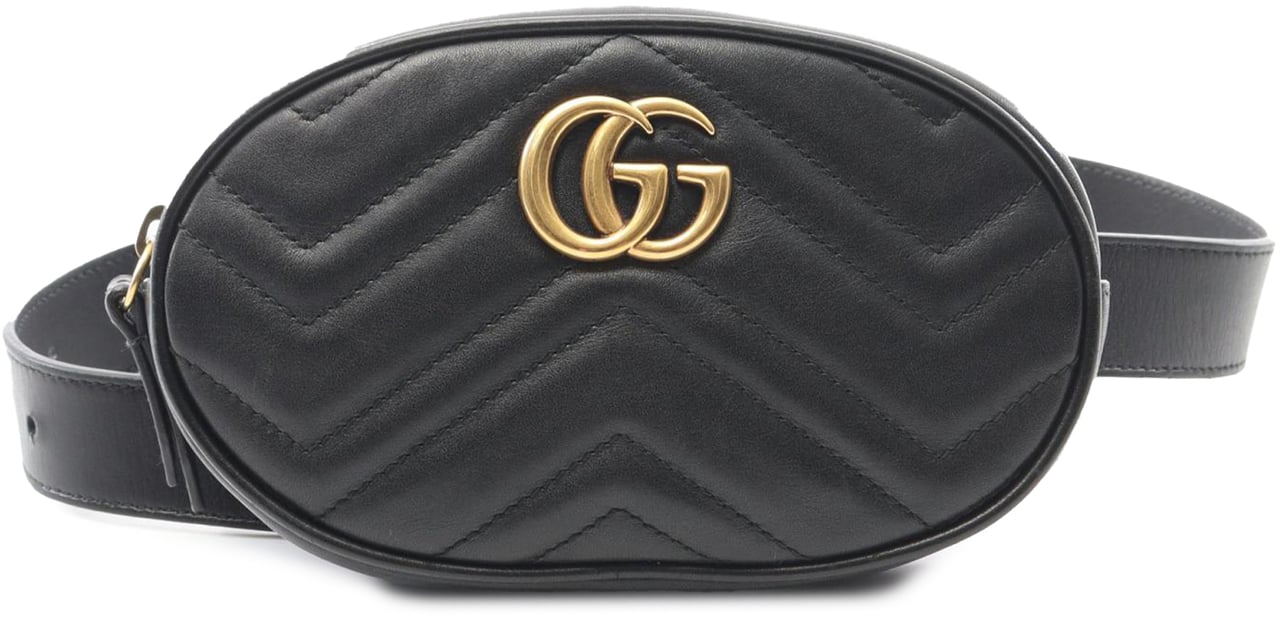 Gucci GG Marmont Matelasse Leather Belt Bag Zwart