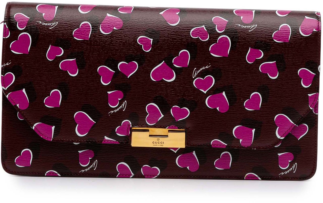 Gucci Leather Heartbeat Clutch Rood