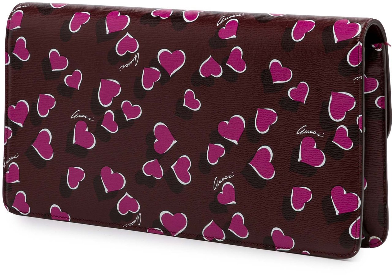 Gucci Leather Heartbeat Clutch Rood