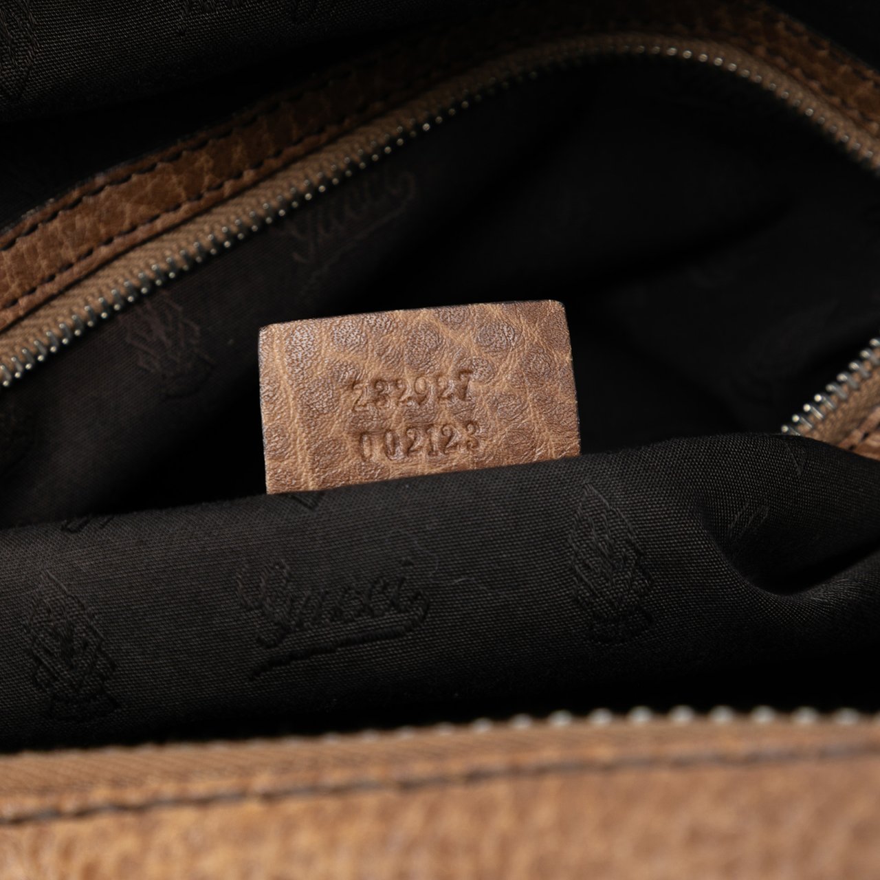 Gucci Large Leather Bamboo Bar Tote Bruin