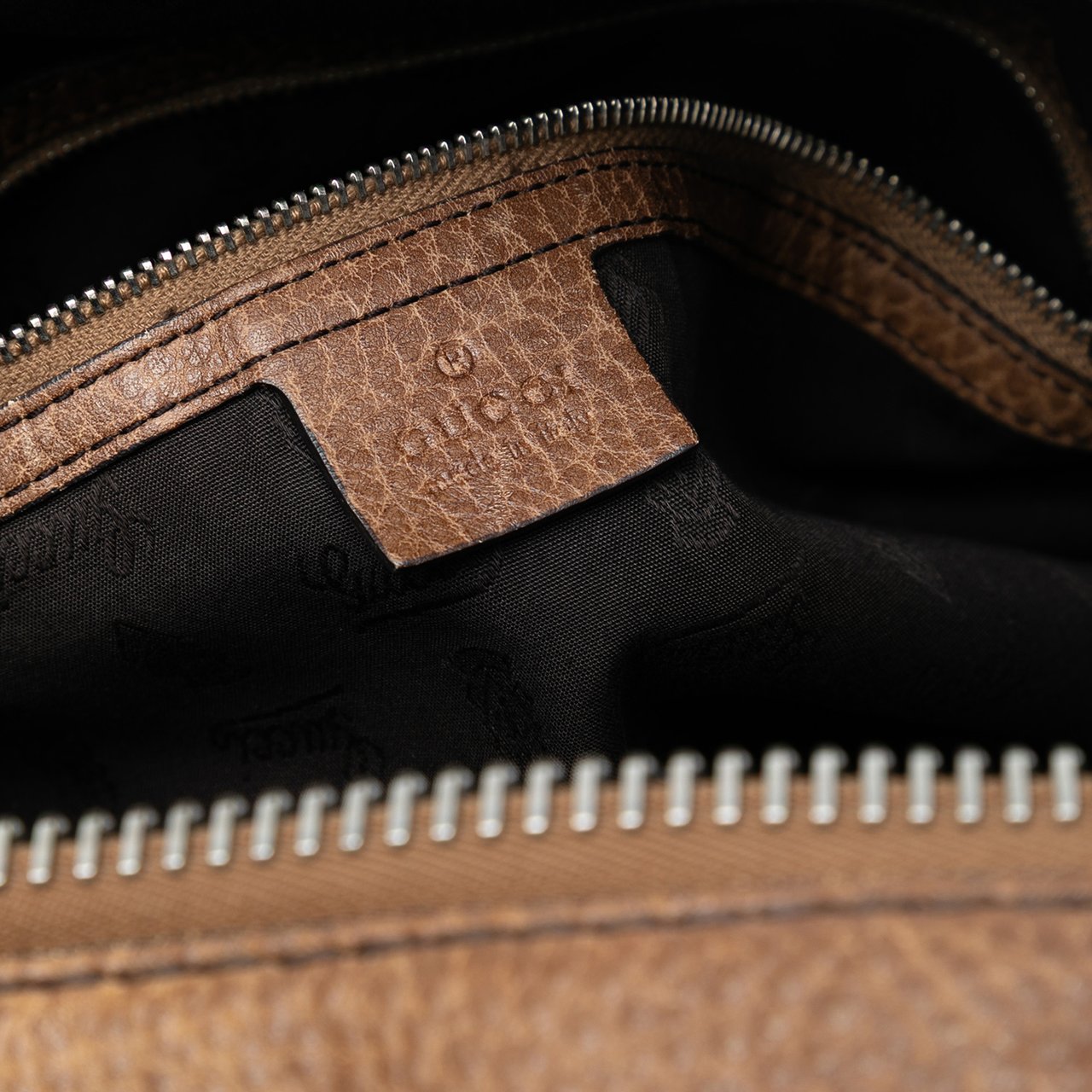 Gucci Large Leather Bamboo Bar Tote Bruin