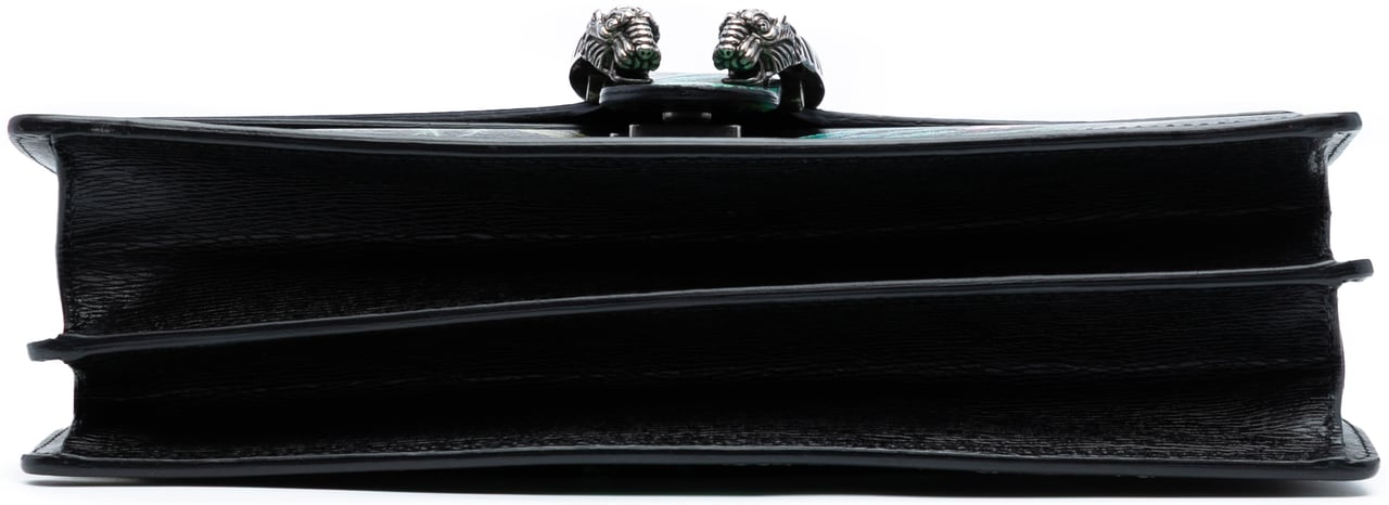 Gucci Medium Leather Tropical Print Dionysus Shoulder Bag Zwart