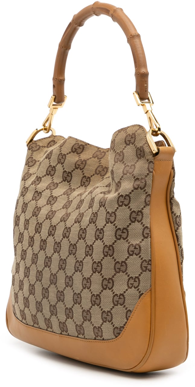 Gucci GG Canvas Bamboo Web Satchel Bruin