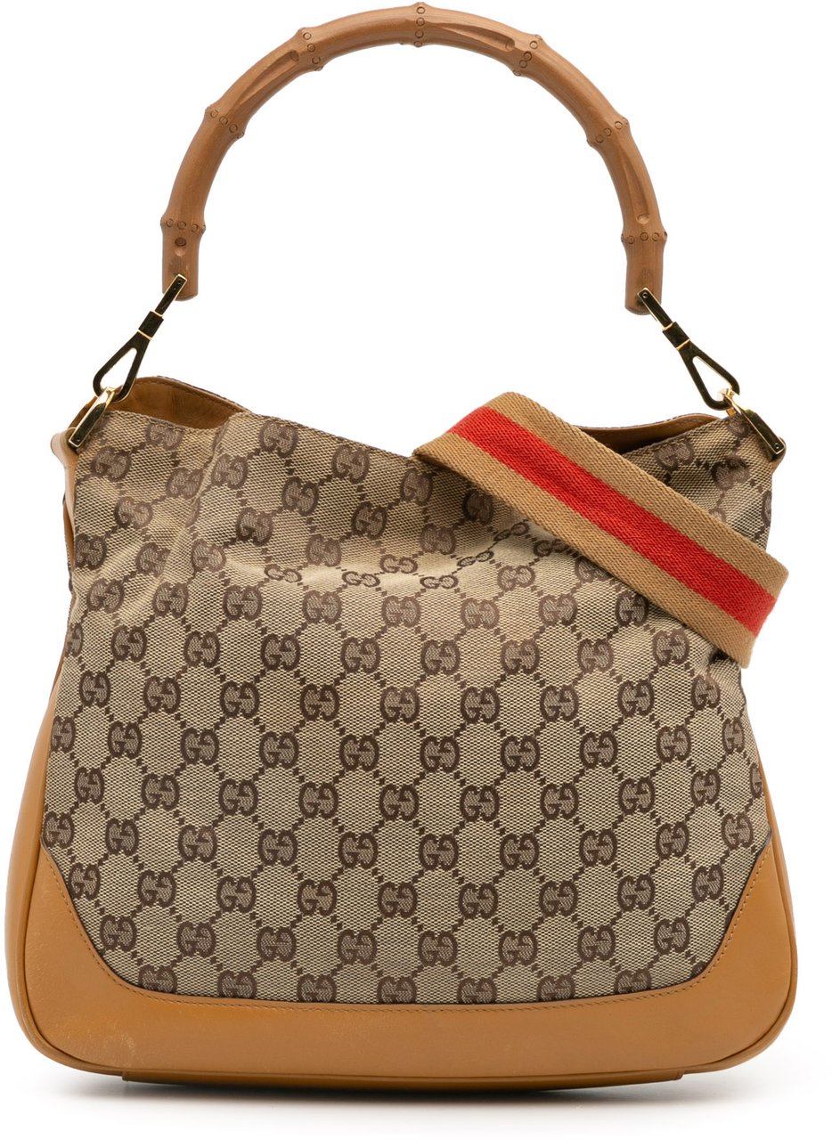 Gucci GG Canvas Bamboo Web Satchel Bruin