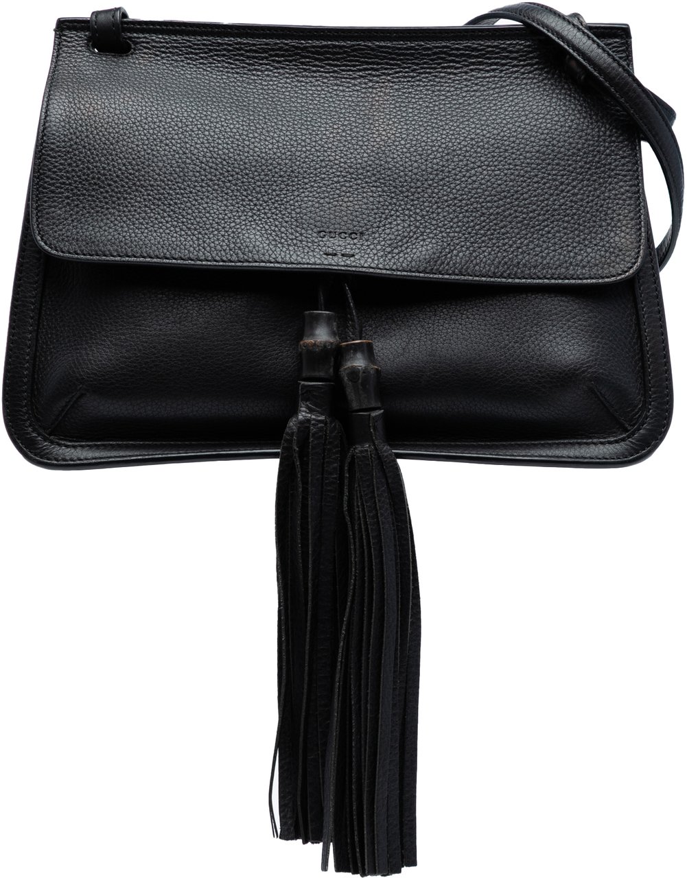 Gucci Medium Leather Bamboo Daily Crossbody Zwart