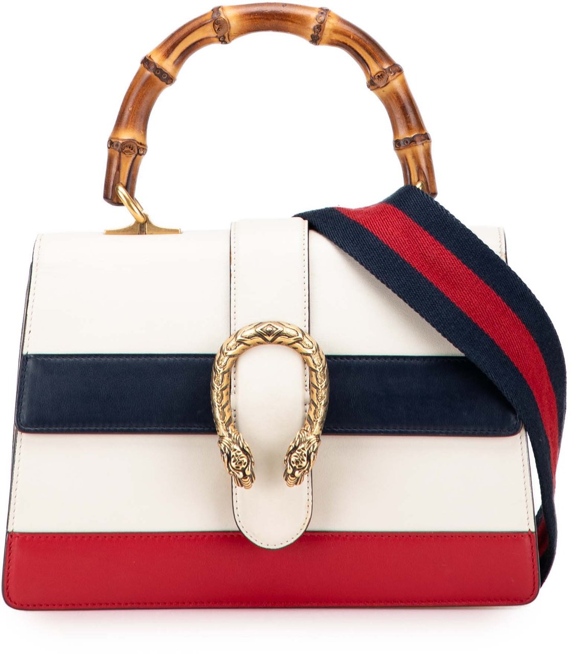 Gucci Medium Leather Bamboo Dionysus Web Satchel Wit