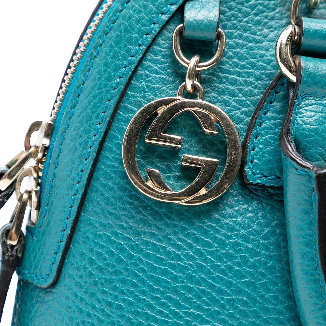 Gucci Mini Leather GG Charm Dome Satchel Blauw