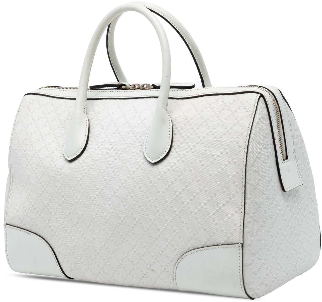 Gucci Medium Diamante Leather Boston Bag Wit