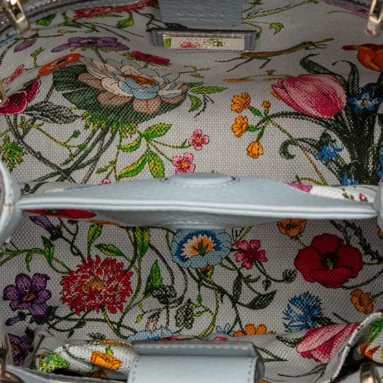 Gucci Small Calfskin Bamboo Shopper Satchel Blauw