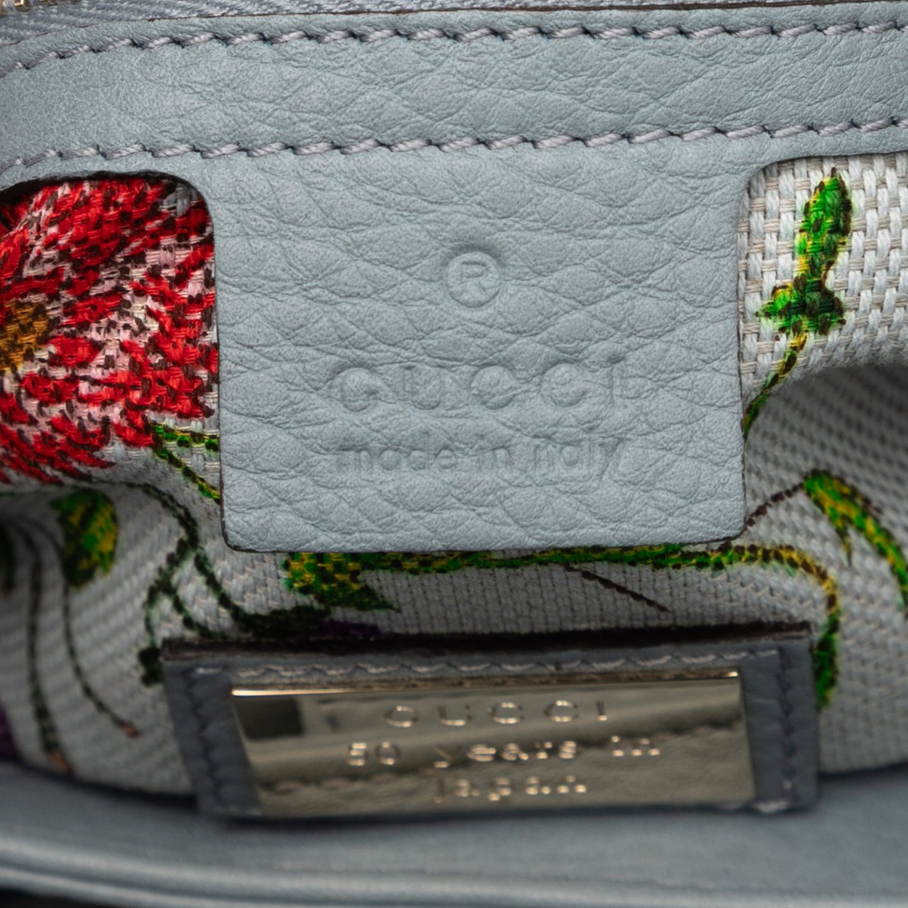 Gucci Small Calfskin Bamboo Shopper Satchel Blauw