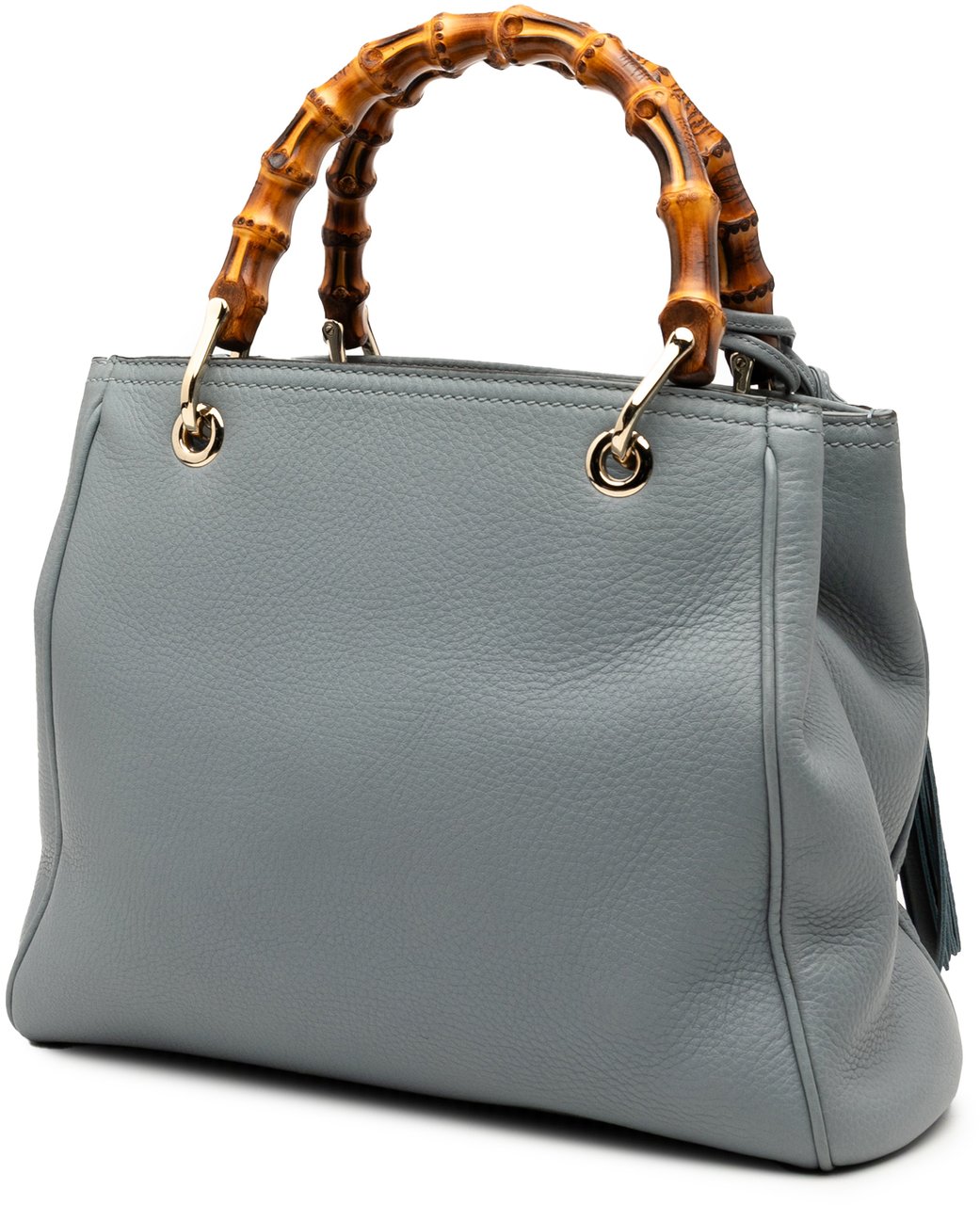Gucci Small Calfskin Bamboo Shopper Satchel Blauw