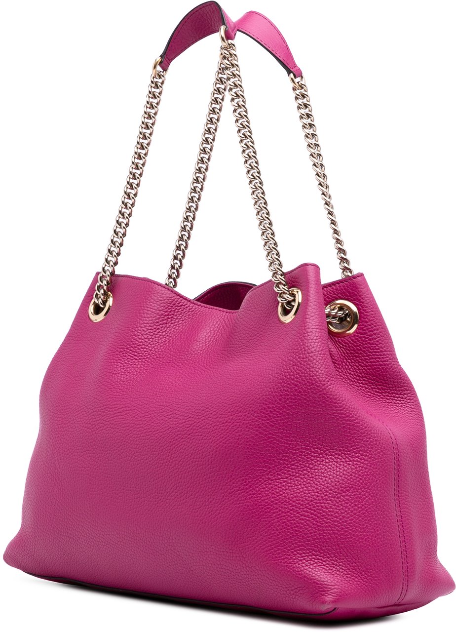 Gucci Medium Leather Soho Chain Tote Paars