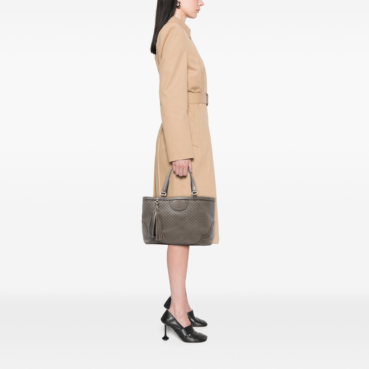 Gucci Large Microguccissima Brogue Duilio Tote Bruin