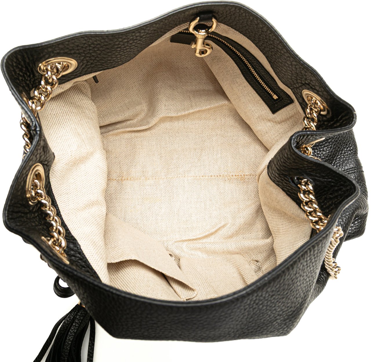 Gucci Medium Leather Soho Chain Tote Zwart
