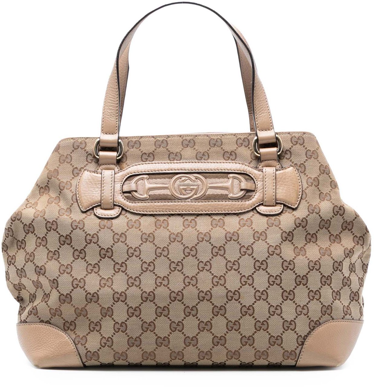 Gucci Medium GG Canvas Web Dressage Tote Bruin
