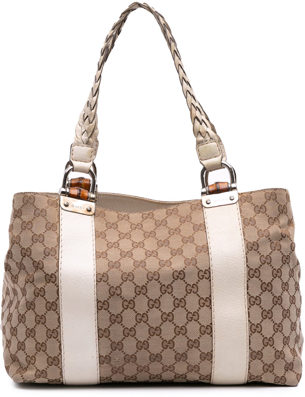 Gucci Medium GG Canvas Bamboo Libeccio Tote Bruin
