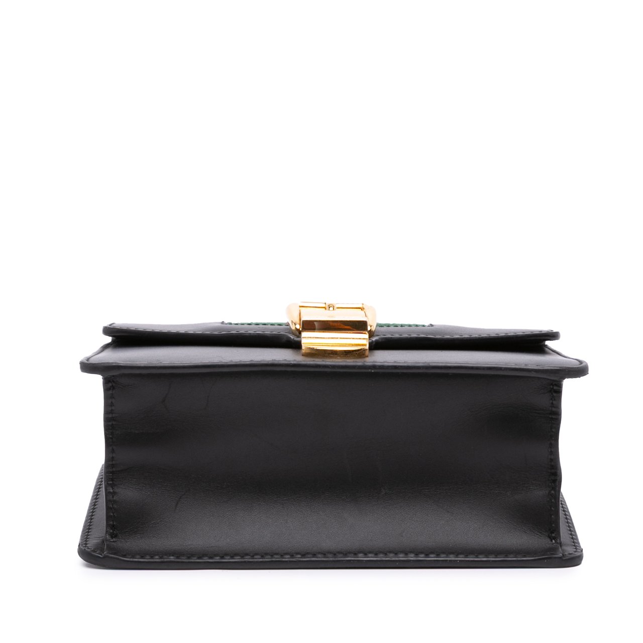 Gucci Mini Leather Web Sylvie Chain Crossbody Zwart