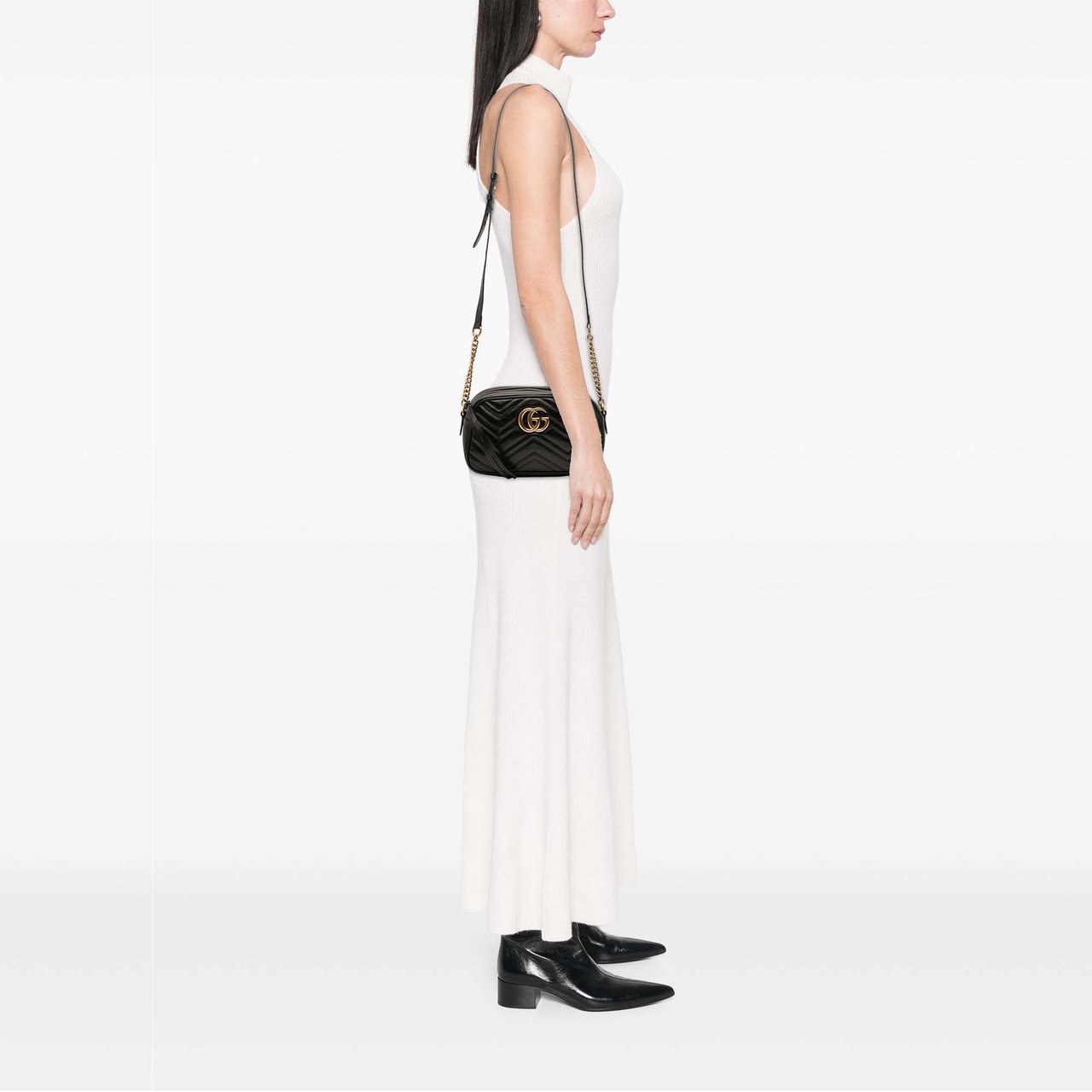 Gucci Small GG Marmont Matelasse Leather Crossbody Zwart